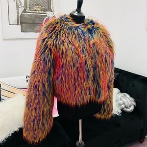 Multicolor Fur Coat